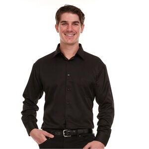 Geoffrey Beene Men’s Black Sateen Wrinkle Free Dress Shirt - Size XXL